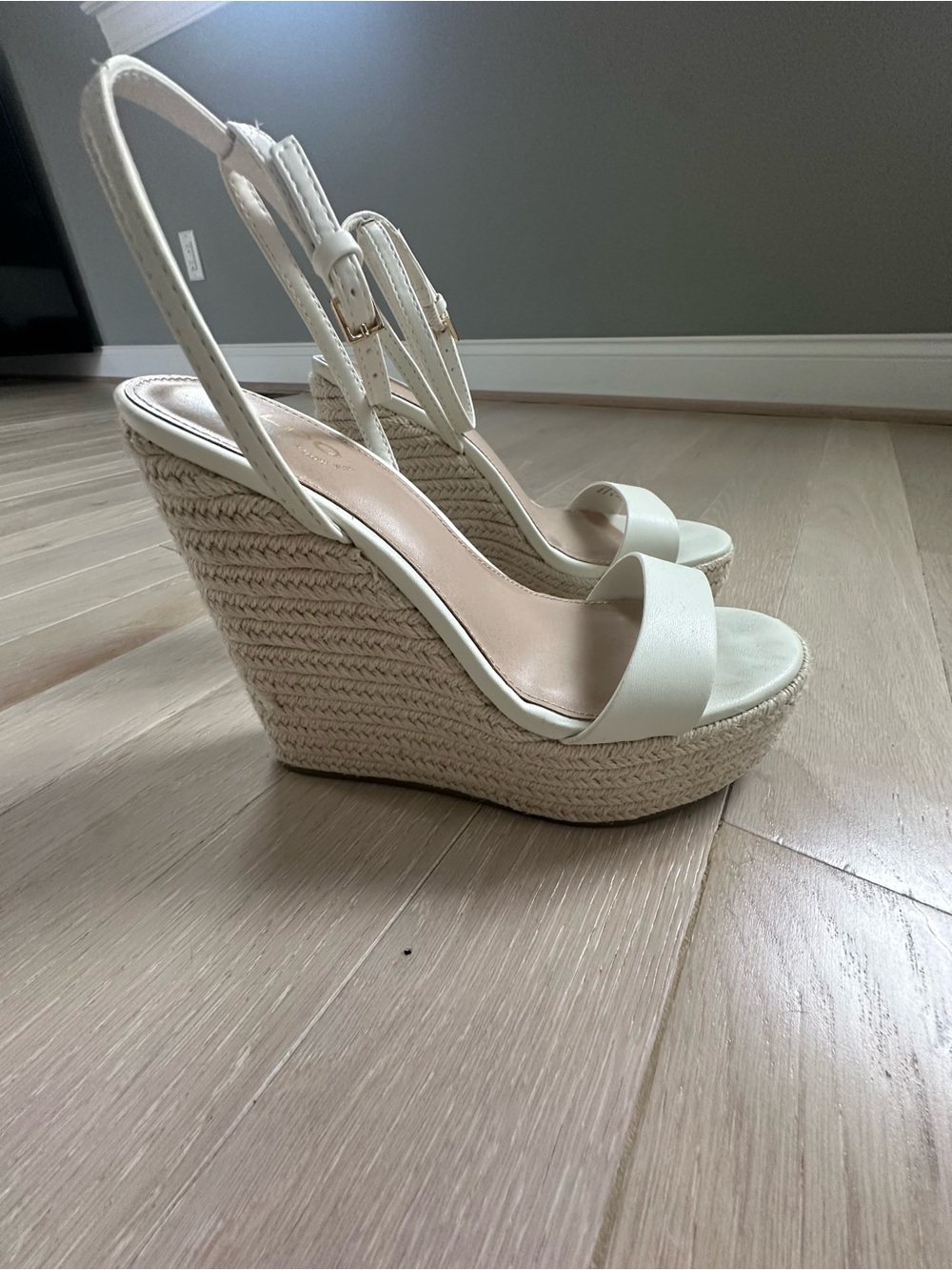 Aldo Wedge Espadrille Slingback Sandals - White